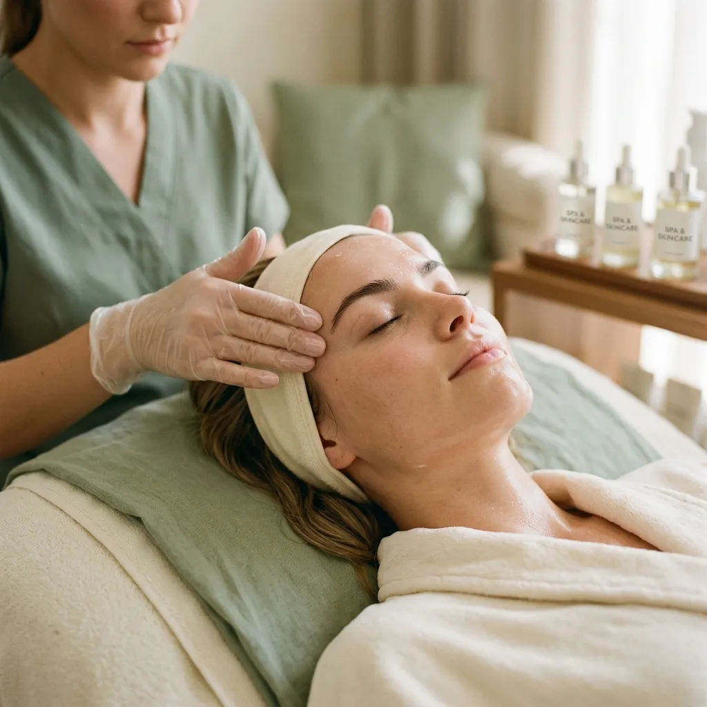 Woman relaxing during a luxury facial treatment at Derma Vital