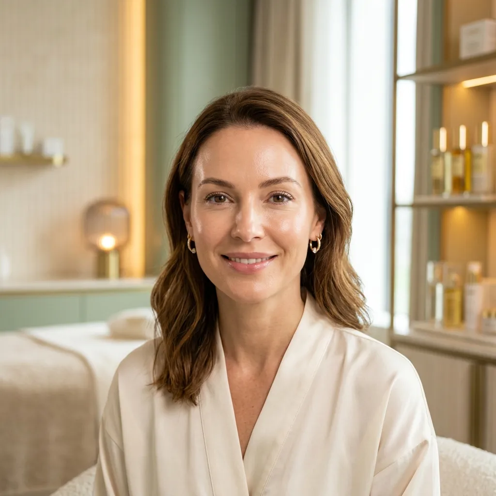 Confident woman in luxury spa after Lutronic eCO2 laser treatment